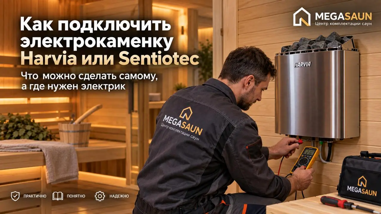 Как установить и подключить электрокаменку Harvia или Sentiotec: сеть, монтаж, таймер, камни и первый запуск. Советы эксперта MEGASAUN.