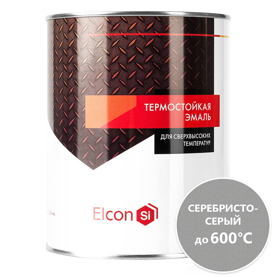 Эмаль термостойкая банка 0,8 кг Elcon до +600 серебристая