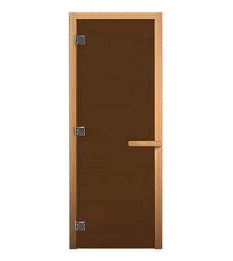 Дверь 690×1890/Правая/Матовая бронза 10мм/3 петли хром/коробка Осина