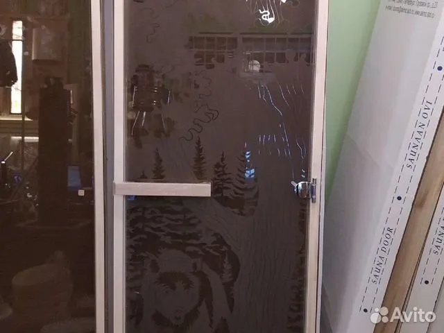 Дверь 1635х620(1,7х0,7) стекло графит 8 мм