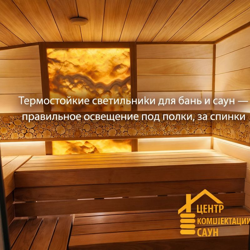 Термостойкие светильники для бань и саун — правильное освещение под полки, за спинки и панно | Центр комплектации саун