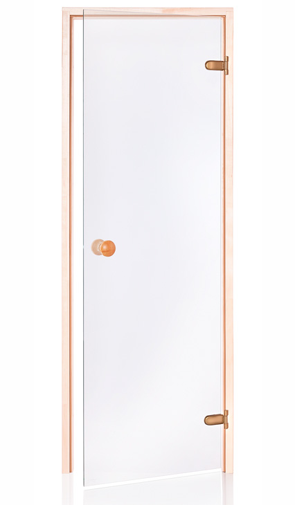 Дверь стеклянная для бани в спб ANDRES 0,7Х1,9 прозрачная, коробка ХВОЯ ,8мм