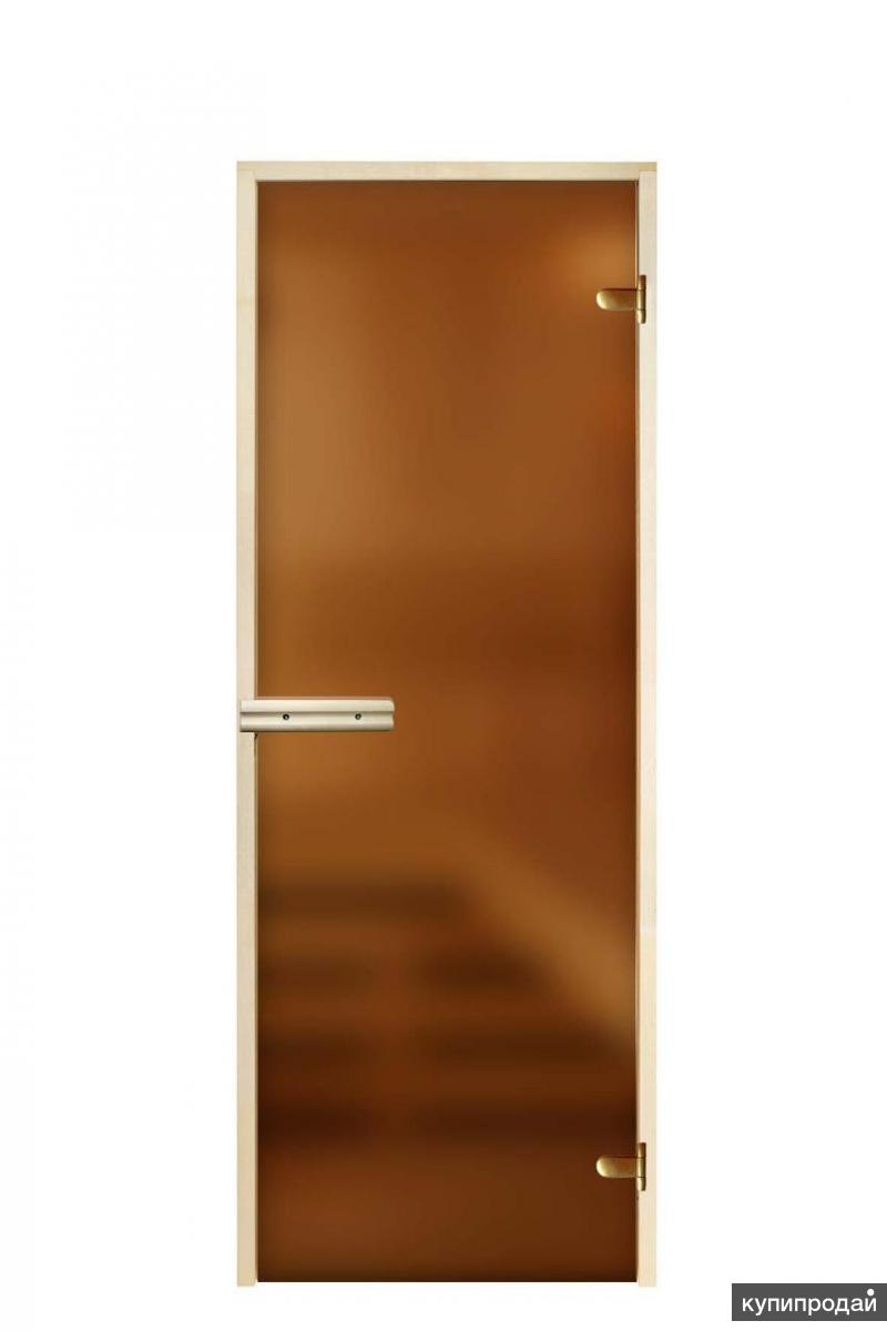 Дверь стеклянная 690×1890 правая матовая бронза 2 петли Оливка 8мм